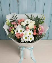 Букет цветов из:  Розы, Лизиантусы и Хризантемы #REPLACE_PRED# Лагань