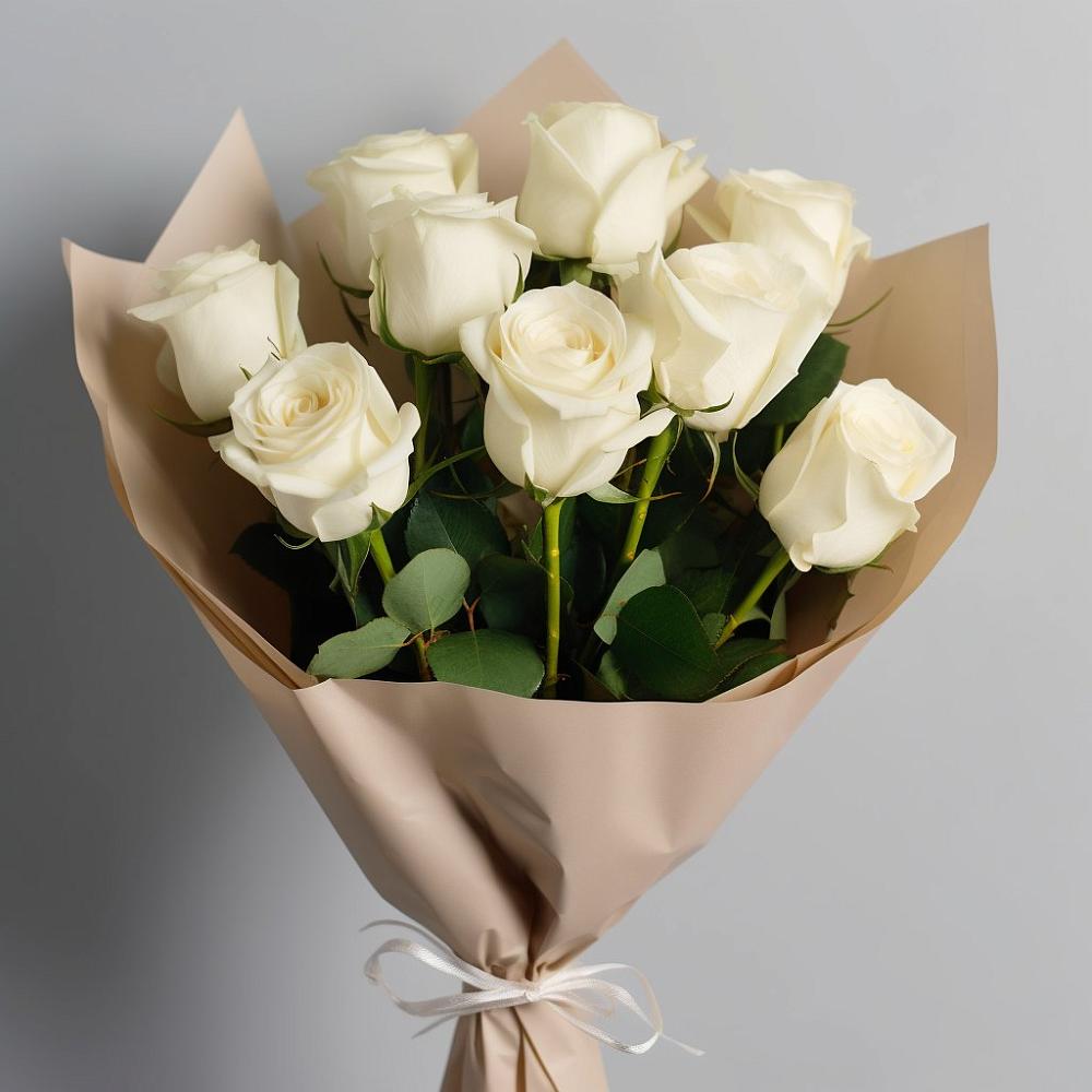 Букет 9 Белых роз Эдлесс Лав в Лагань