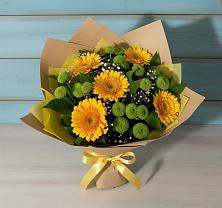 Букет цветов из:  Герберы и Хризантемы в Лагань