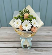 Букет цветов из:  Герберы, Розы и Хризантемы #REPLACE_PRED# Лагань